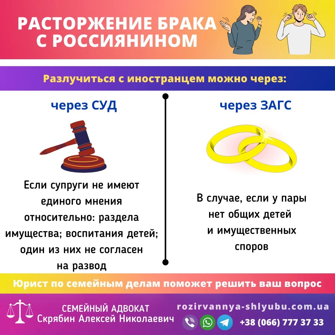 Расторжение брака с россиянином — развод через суд или через ЗАГС, консультация семейного адвоката